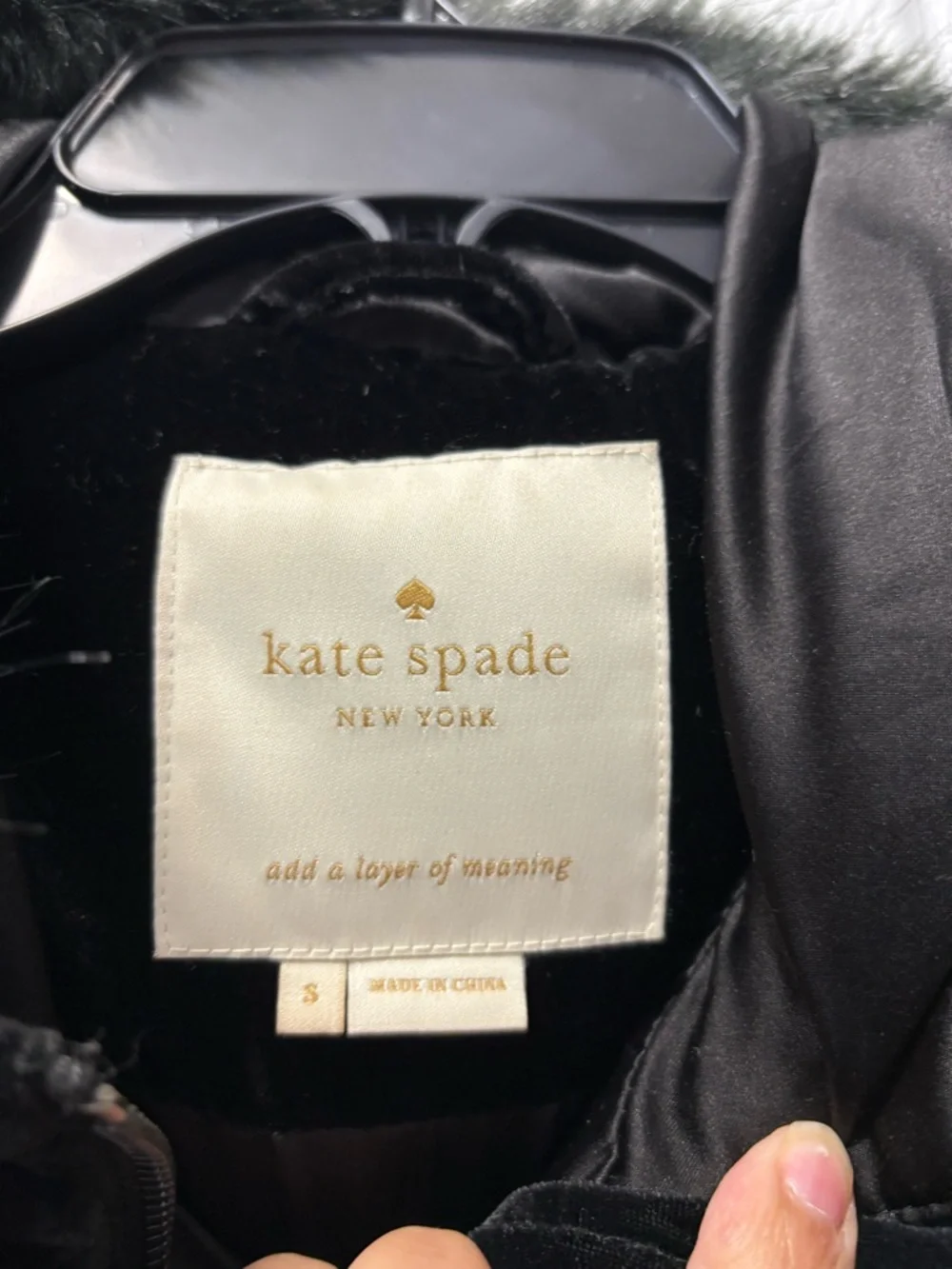 Kate Spade Velvet Ruffle Yoke Puffer Fur Trim Size Small